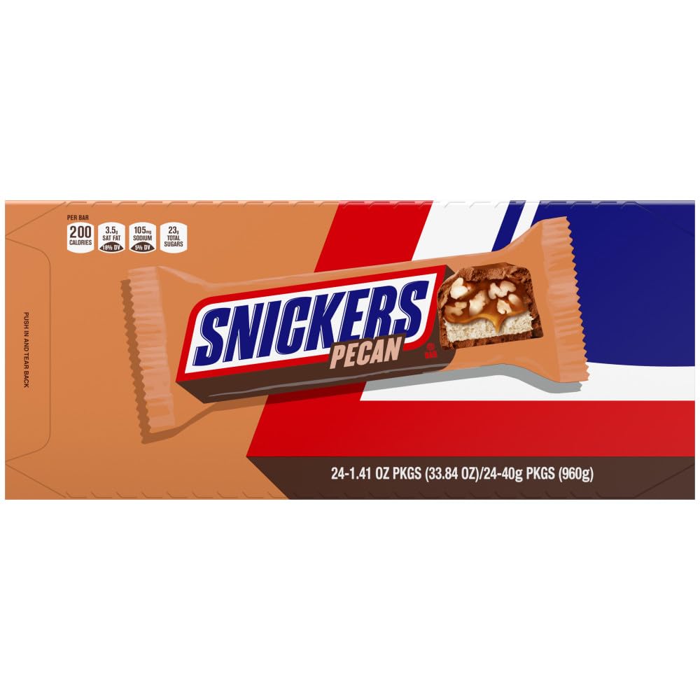 Delicious SNICKERS Pecan Milk Chocolate Candy Bars - 24-Pack