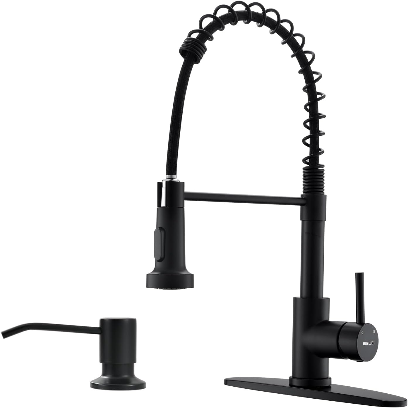 WEWE Black Kitchen Faucet with Soap Dispenser for Utility Use