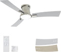 52 in Brushed Nickel Low Profile Ceiling Fan with Light - Dimmable