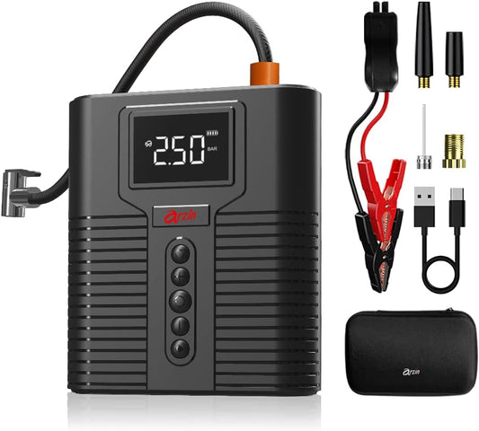 Arzin STP12 Portable Air Compressor - 1200A Peak Jump Starter & Powerbank