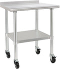 HARDURA Stainless Steel Table 24 x 36 Inches with Wheels for Prep