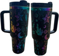 Highland Cow Tumbler with Handle - 40oz Insulated Rainbow Western