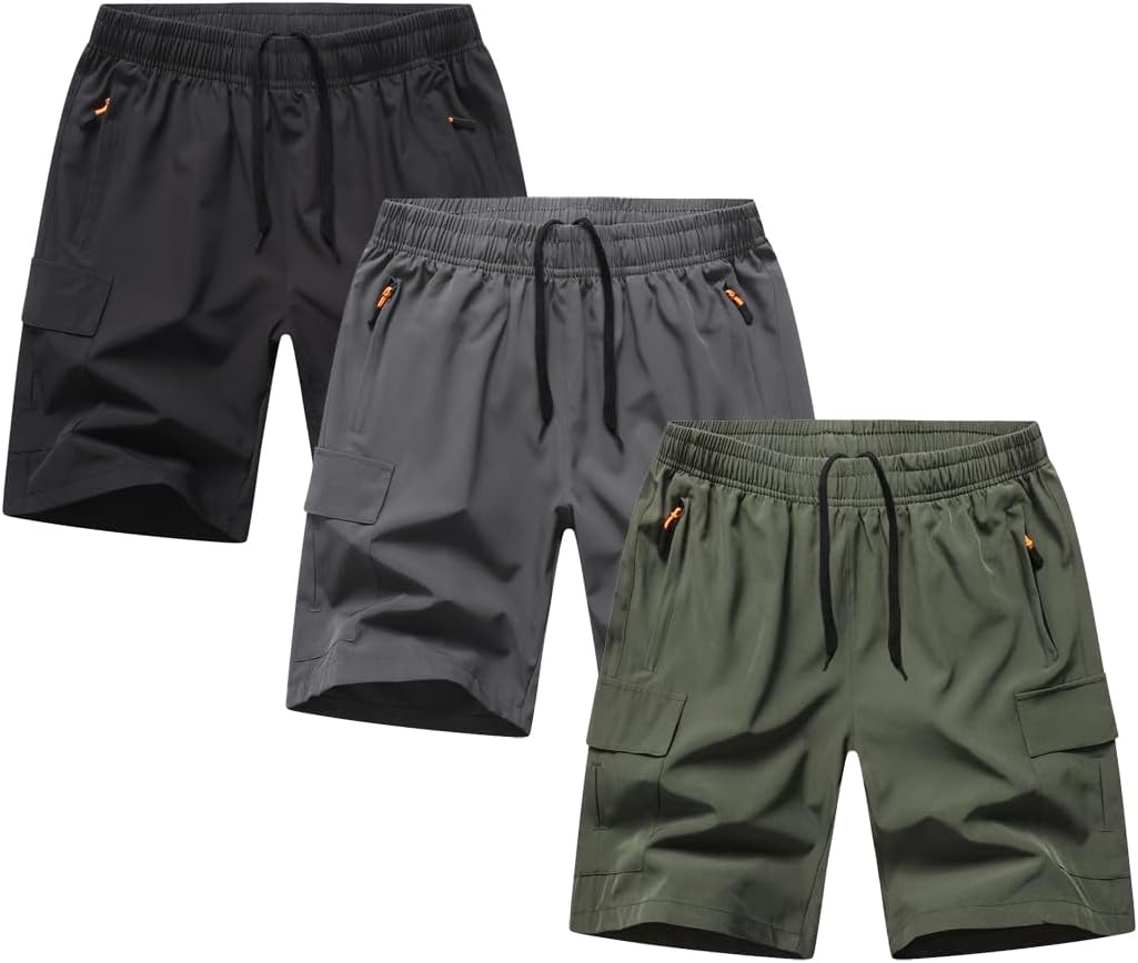 Boys Youth Cargo Shorts Quick Dry Athletic Shorts for Summer