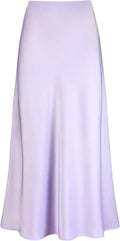 Women's Satin High Waisted Maxi Skirt - Flattering A-Line Length Guide