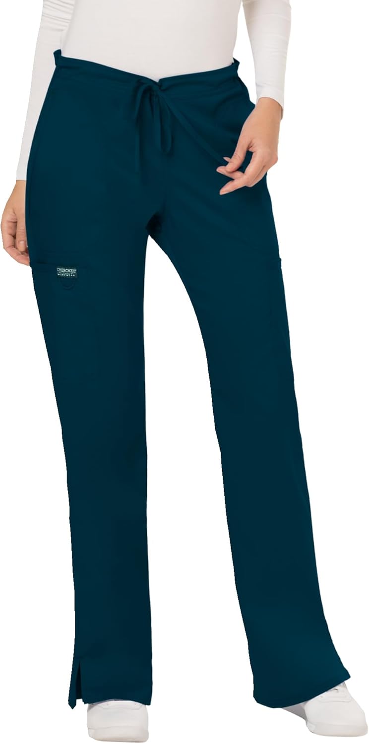 Cherokee Scrubs for Women Mid Rise Flare Drawstring Pants