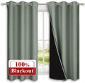 NICETOWN Greyish Green 100% Blackout Lined Curtains - True Blackout