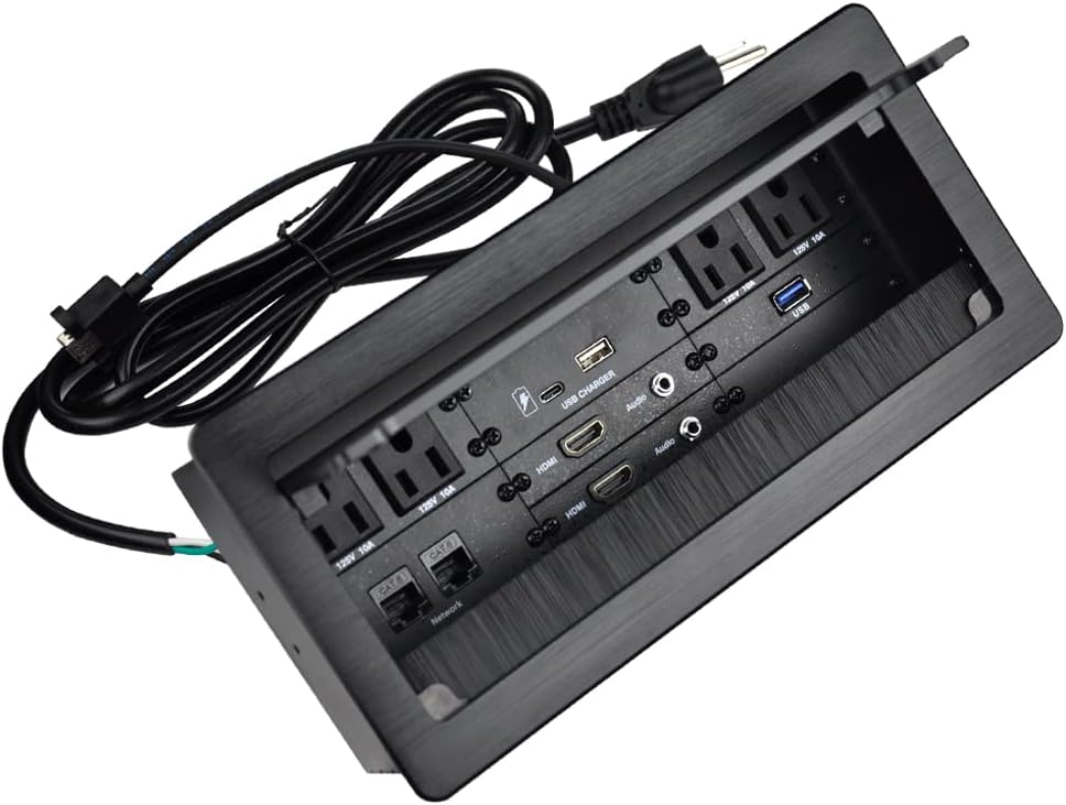 Connectivity Box with 4 AC Power and USB Chargers for Conference Room