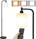 Floor Lamp with Matte White Glass Lampshade - Remote, Dimming Control
