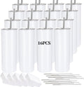 16 Pack Sublimation Straight Skinny Tumblers 20oz - Bulk Gift Boxed