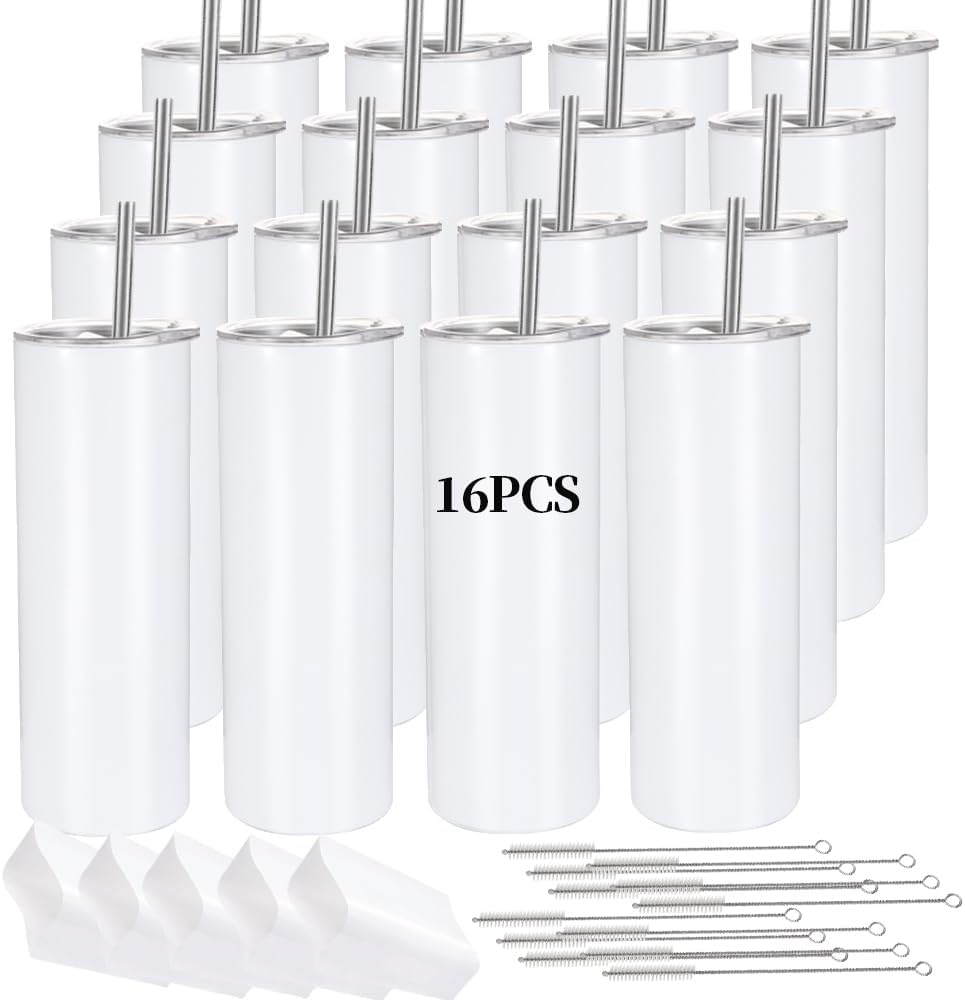 16 Pack Sublimation Tumblers for Personalized Gifts and Crafts