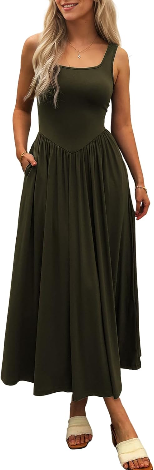 Women's Summer Maxi Dress 2025 - Flowy Casual Beach Sundress