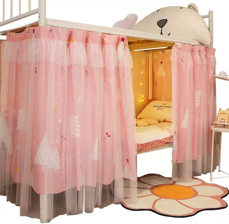 Pink Tree Bottom Curtains for Bunk Beds - Privacy & Style!