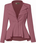 Women's Casual Work Blazer with Double Lapel Peplum - Comfortable