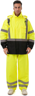 Hi Vis Safety Rain Jacket Class 3 - High Visibility Waterproof Coat