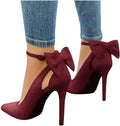 Pointed Toe D'Orsay Pumps with Bow - Chic Ankle Strap Heels