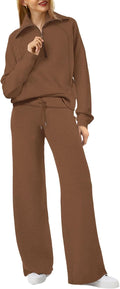 Lounge Sets For Women Half Zip Sweatshirt and Wide Leg (Style BBD7)