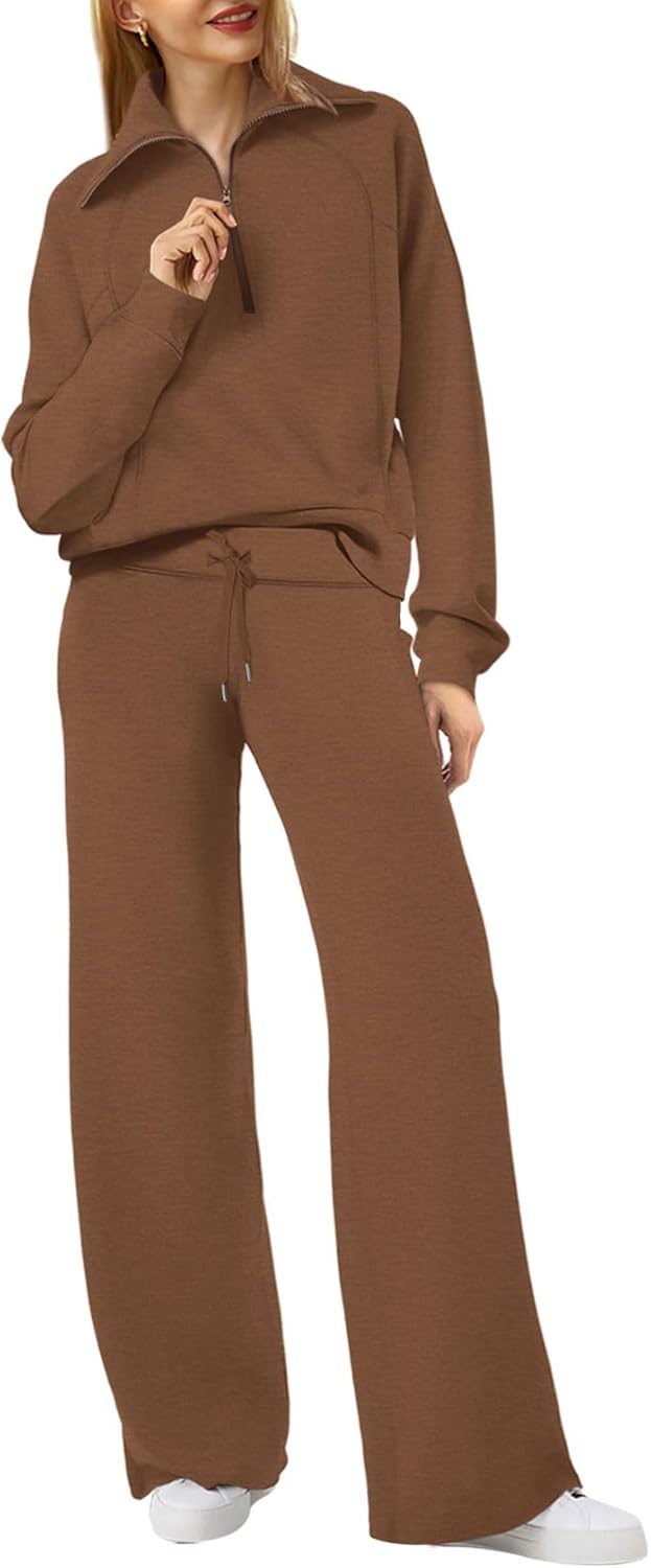 XIEERDUO Lounge Sets for Women: Cozy Half Zip Sweatshirt & Pants