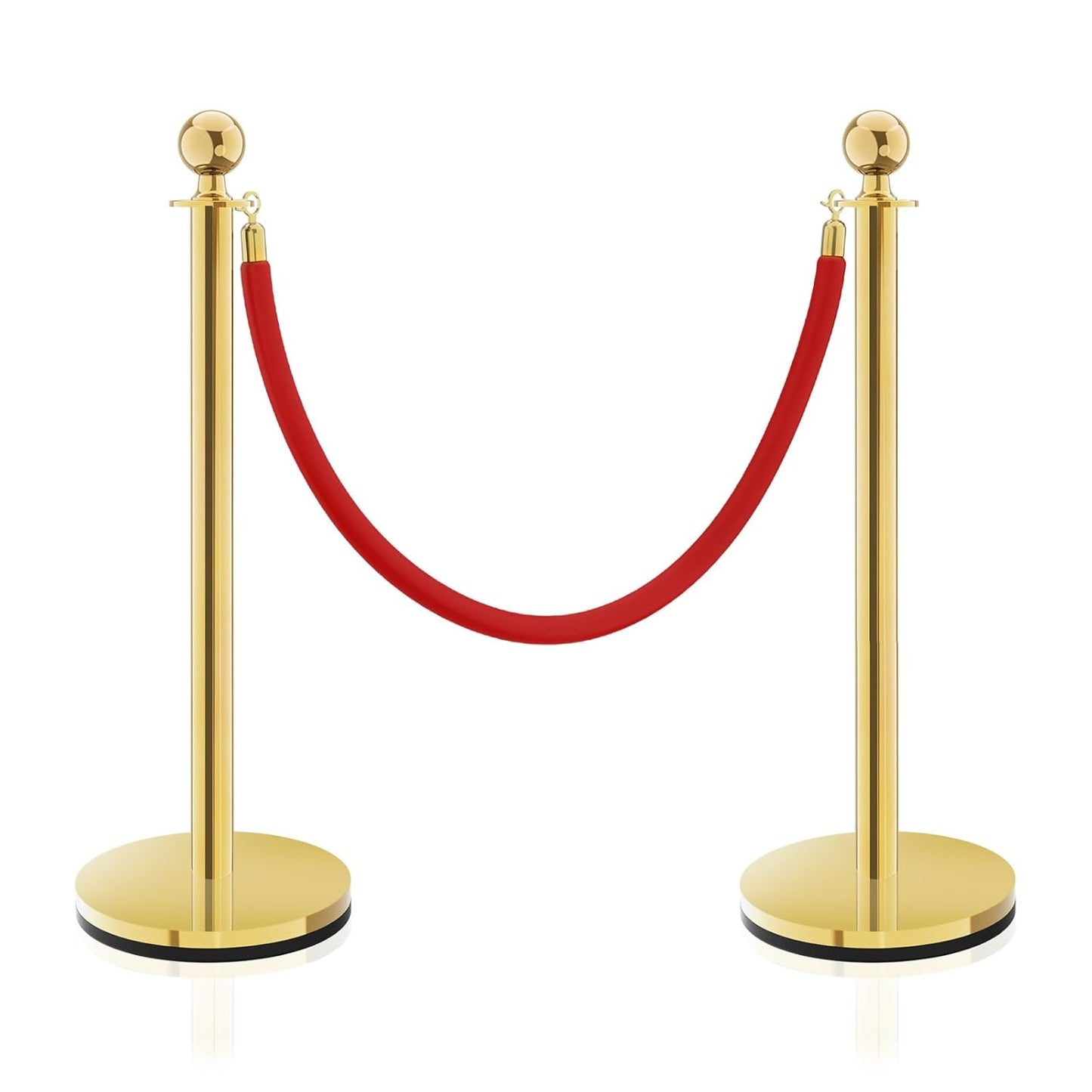 Gold Stanchions with Red Carpet Ropes for Events and Parties