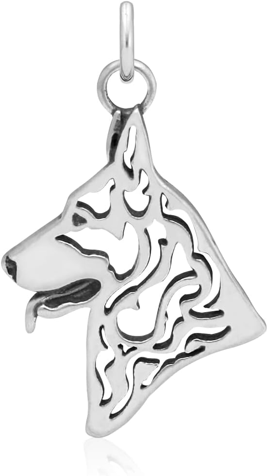 Sterling Silver German Shepherd Dog Pendant Necklace for GSD Lovers