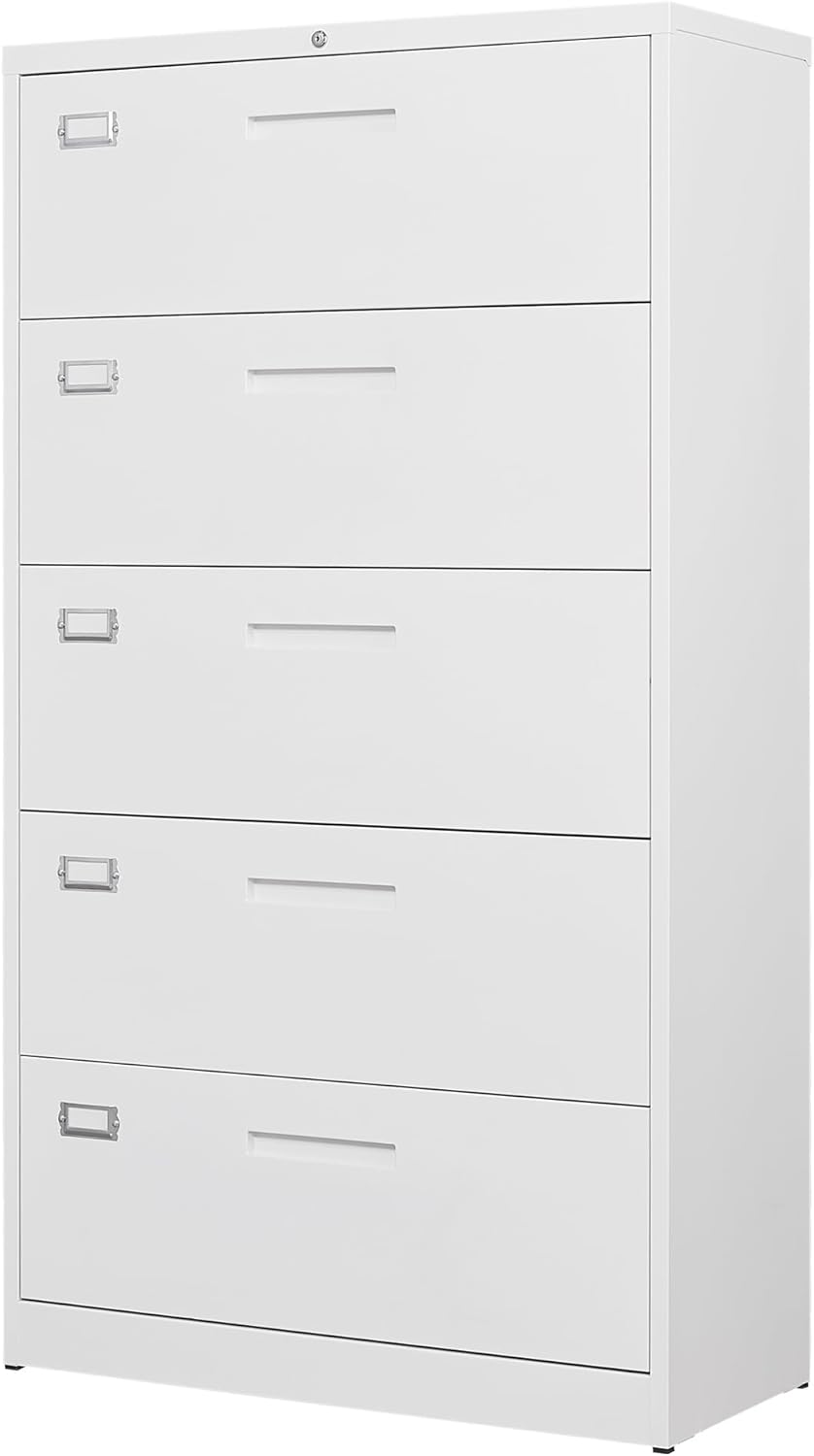 Letaya Lateral 5 Drawer File Cabinet with Lock for Secure Storage