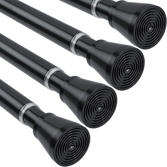 4Pack Black Tension Curtain Rods for Windows 29 to 64 inch