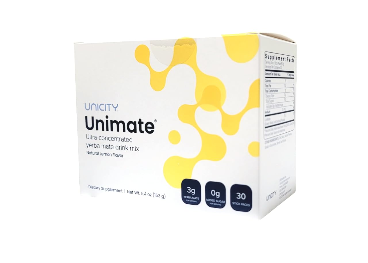 Unicity Unimate Natural Lemon Yerba Mate Drink Mix for Energy