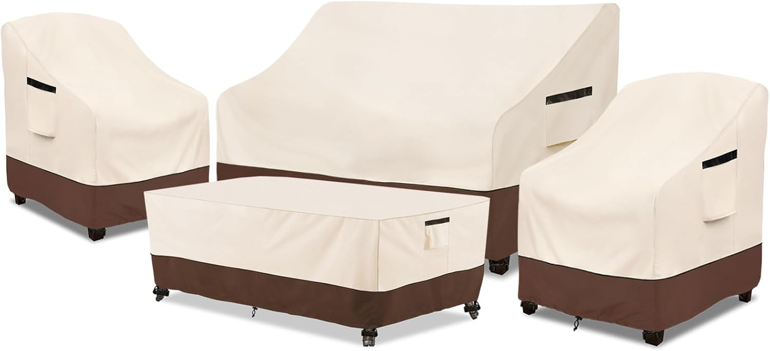 Rileytee 4 Piece Patio Furniture Set Covers for All Weather