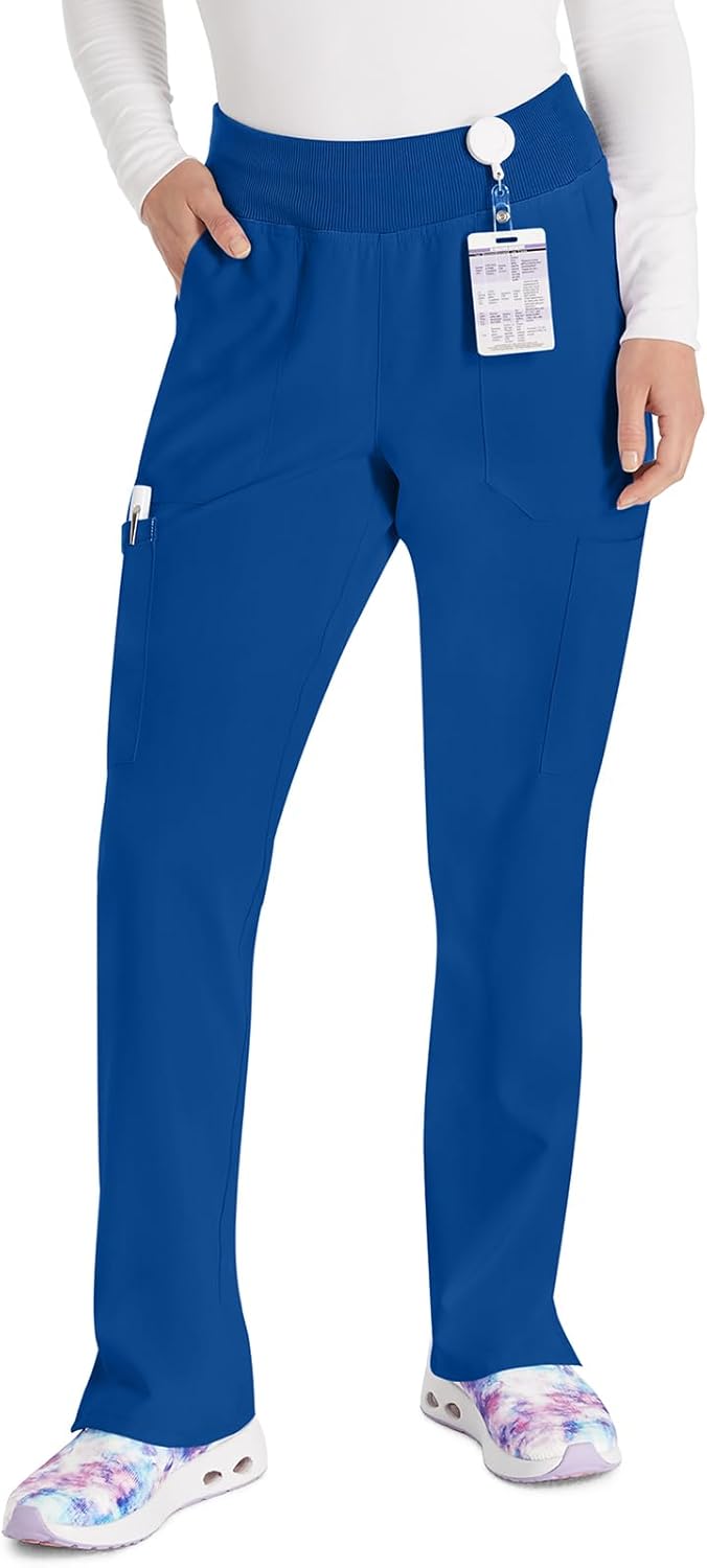 Yoga-Inspired Pull-On Scrub Pants for Women with Stretch