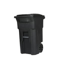 64 Gallon Black Garbage Can with Wheels and Lid - Durable Outdoor Can