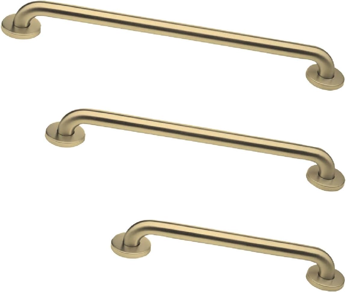 Grab Bar Bundle for ADA Compliance in Brushed Brass Finish