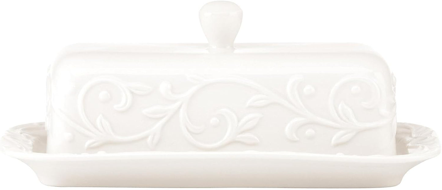 Lenox Opal Innocence Carved Butter Dish for Elegant Dining