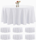 6 Pack Round Tablecloth 132 in White - Stain & Wrinkle Resistant