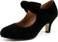 Bow Heels Mary Jane Kitten Heel Pumps - Stylish Low Heels for Women