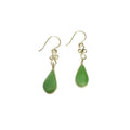 Chrysoprase Earrings Dangling Drop Green Stones - Handcrafted Jewelry