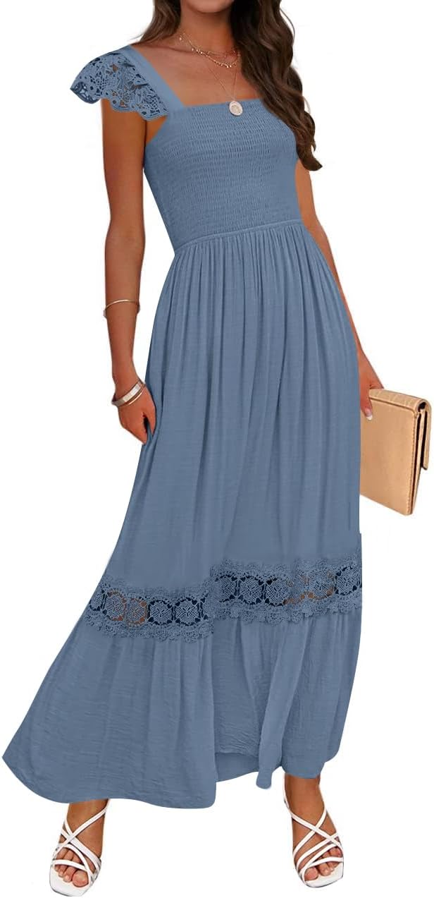 ZESICA Women's Summer Lace Strap Maxi Dress for Any Occasion