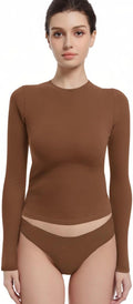 Long Sleeve Shirts for Women Crewneck Basic Tees - Fitted Crop Style
