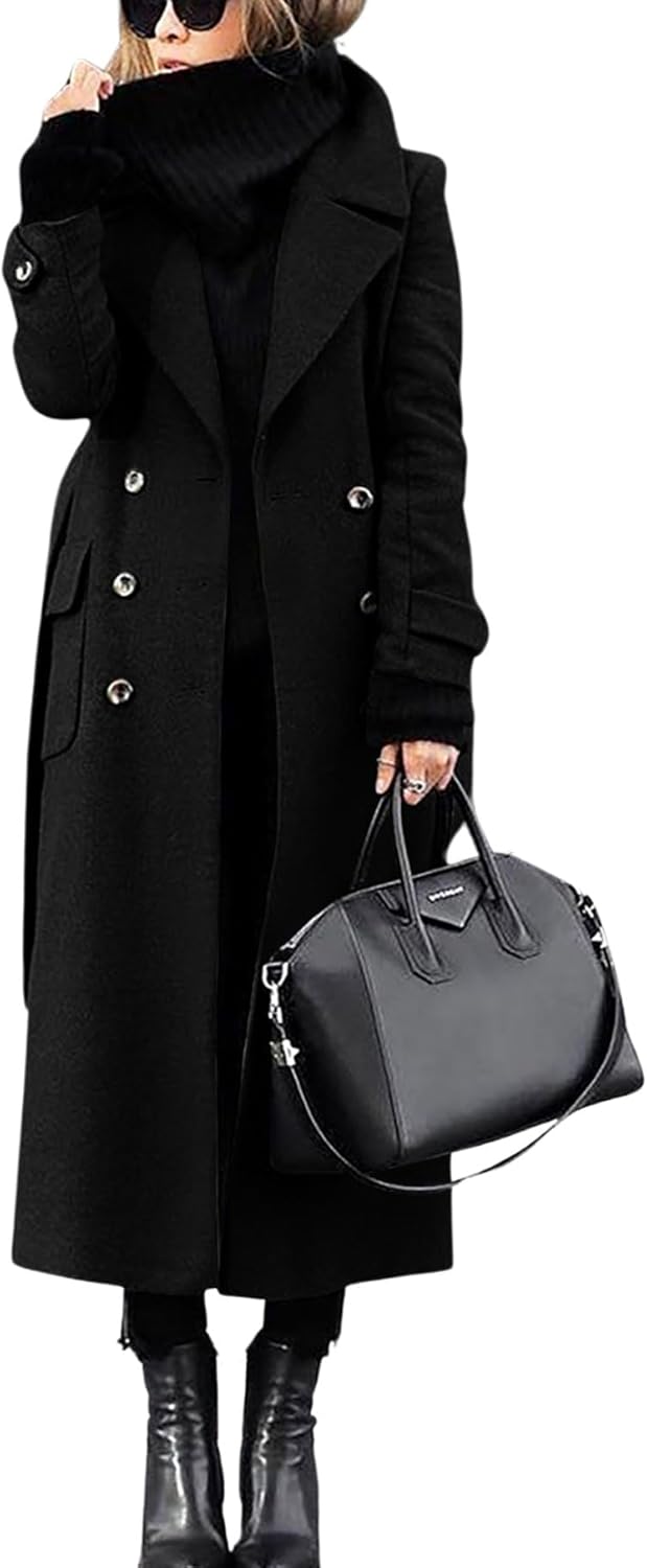 Chouyatou Women's Winter Double Breasted Wool Coat for Style