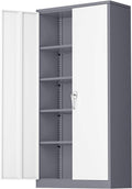 Greenvelly Metal Garage Storage Cabinet - Locking 72in Steel Unit