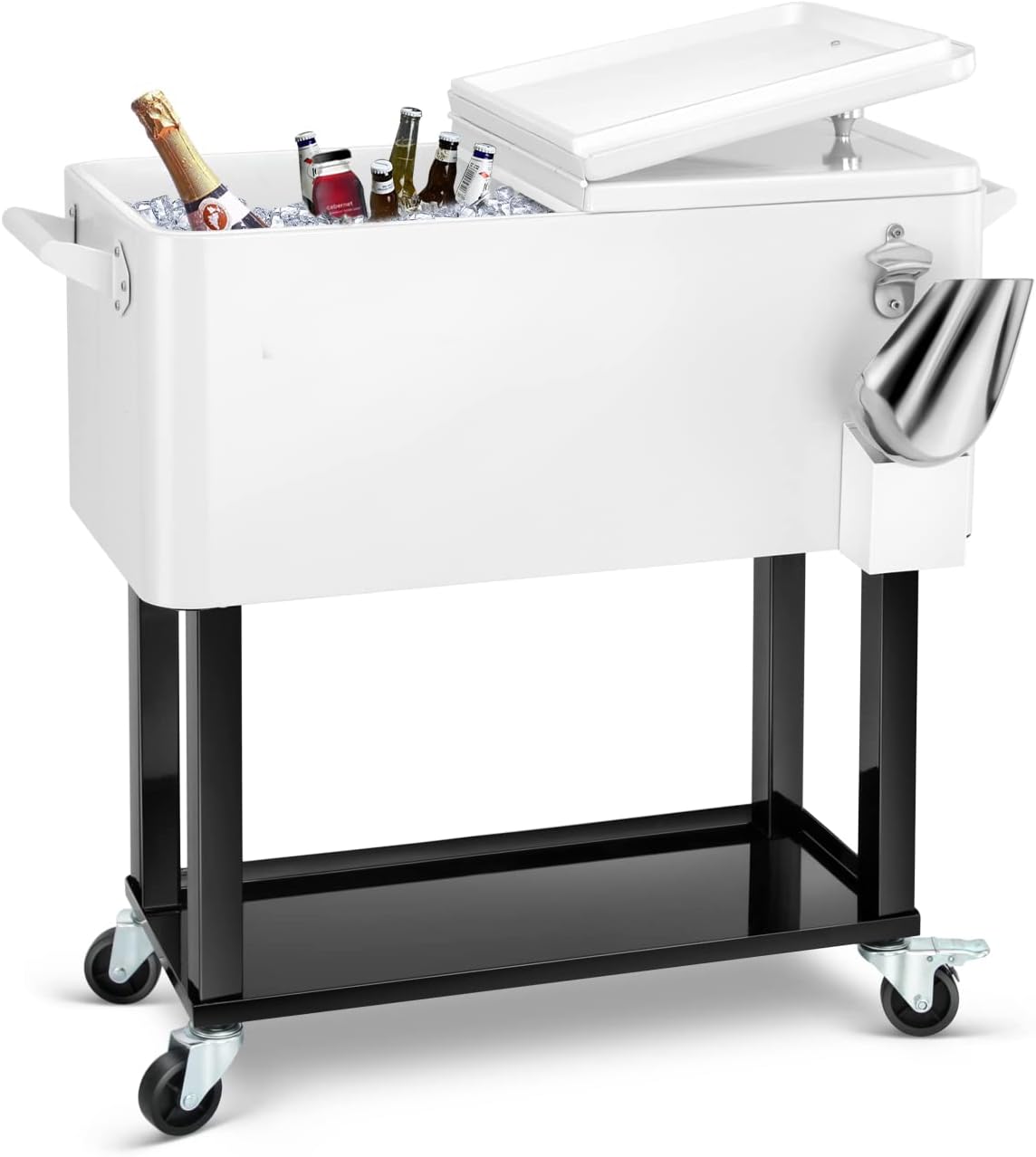 EDOSTORY 80 Quart Rolling Ice Chest Cooler for Outdoor Parties