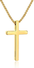 Cross Necklace for Men Silver Black Gold Stainless Steel - 20in Box