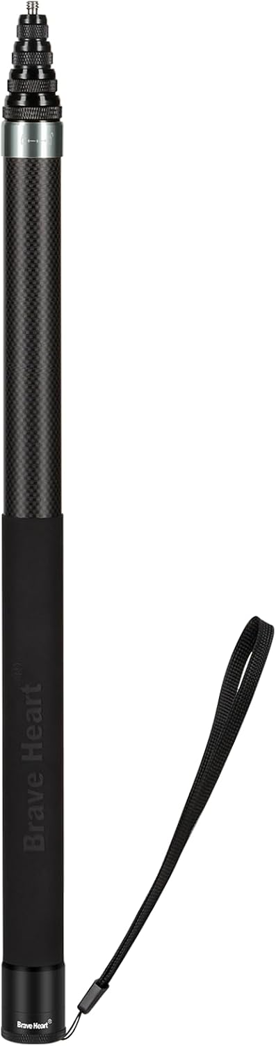 Extended Carbon Fiber Selfie Stick for 360 Cameras 17ft to 9.8ft
