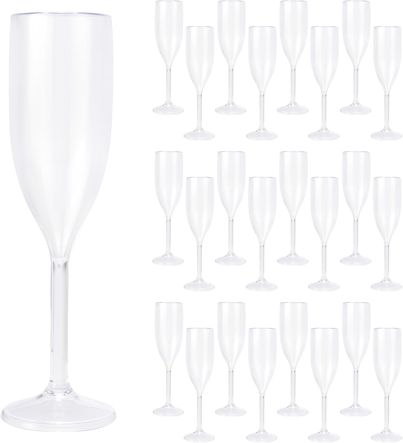 24 Pcs White Plastic Champagne Flutes for Elegant Celebrations