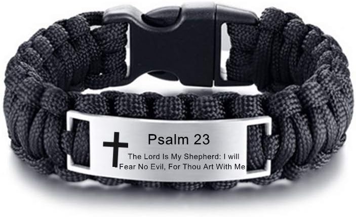 Psalm 23 Bible Verse Paracord Bracelet for Outdoor Adventures