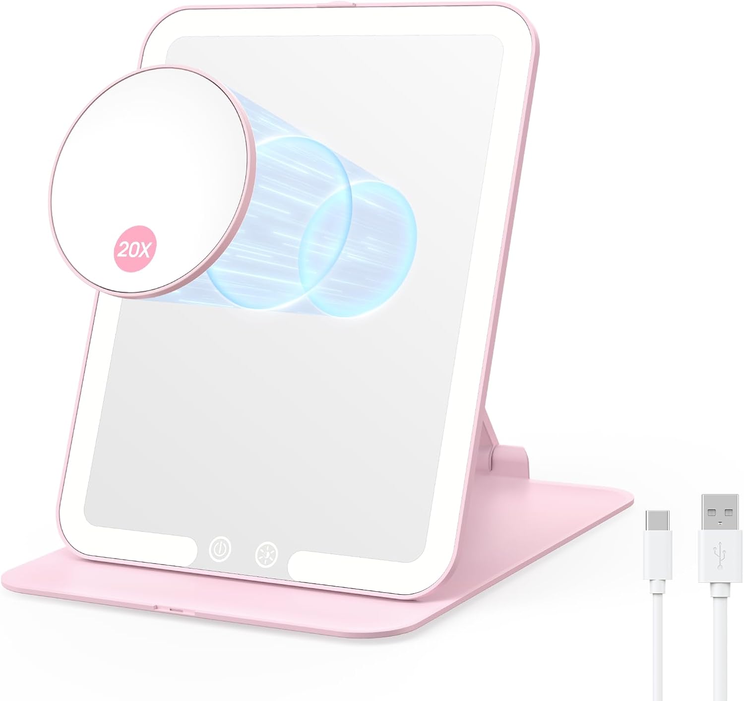 Benbilry Foldable Travel Makeup Mirror with Lights & 20X Magnification