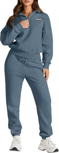 Herseas Women 2 Piece Sweatsuit Lounge Set - Cozy Half Zip
