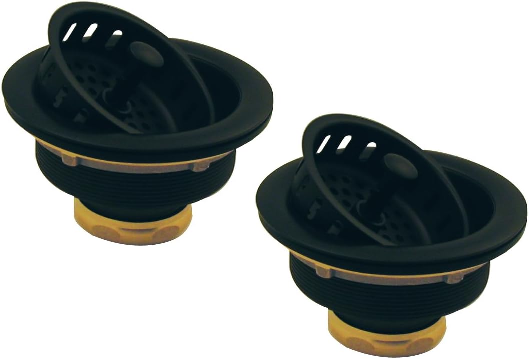 Large Kitchen Sink Basket Strainer Set in Matte Black Finish