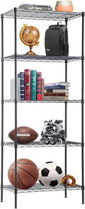 5-Tier Wire Storage Shelves 14x24x60 in Black - Heavy Duty No-Tool