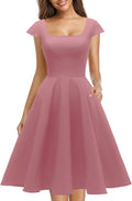 Women's 1950s Cap Sleeve Swing Cocktail Dress - Pockets & Lined Bodice
