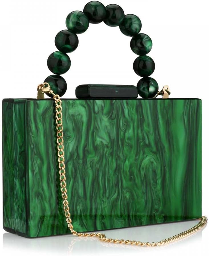 Acrylic Purses Evening Clutch Bag for Women with Pearl Chain