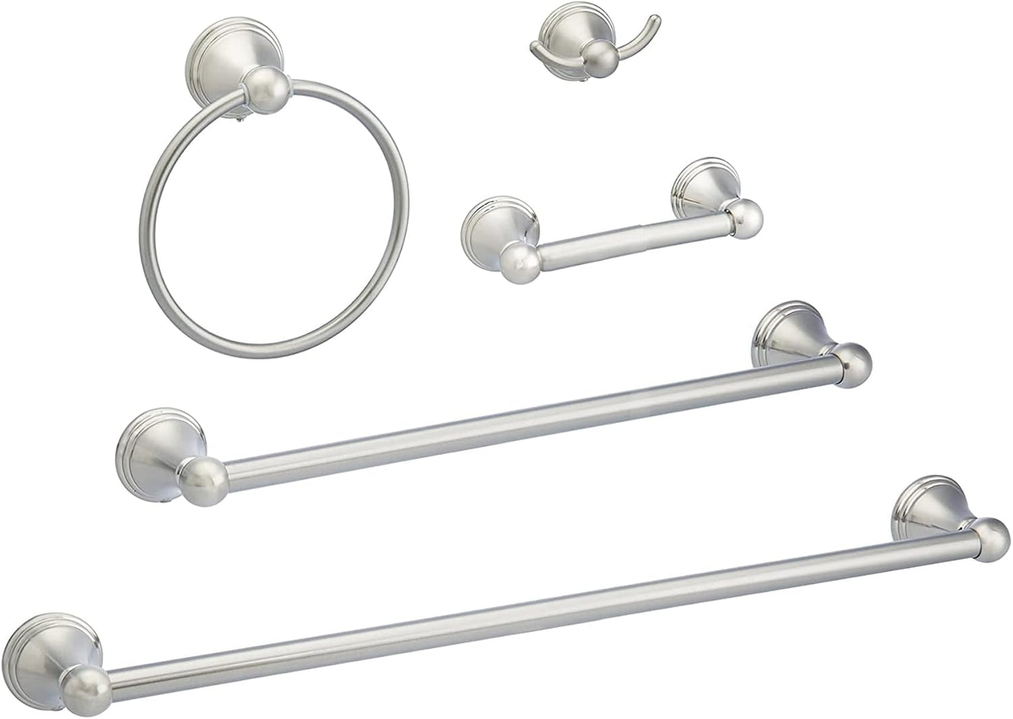 5 Piece Satin Nickel Bathroom Set - Complete Upgrade!
